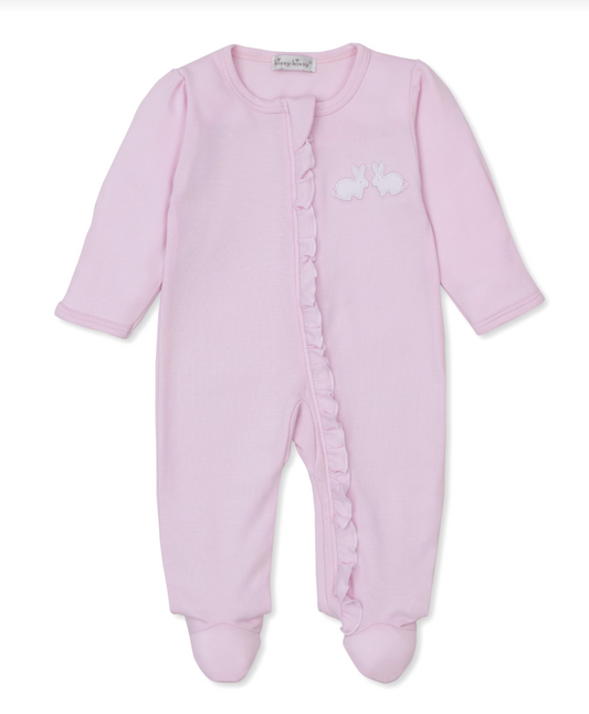 Pique Twin Bunn Footie with Zipper Pink