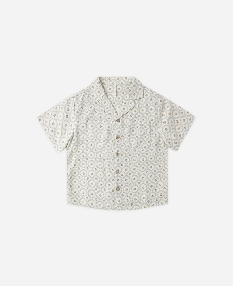 Green Fleur Lapel Collar Shirt