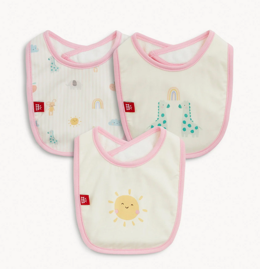 Lullaby Sky Pink Magnetic Bib 3-Pack