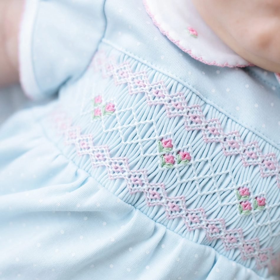 Piper's Classics Smocked Bubble Light Blue
