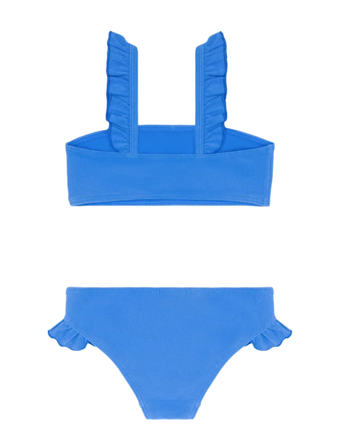 Deep Sea Blue Terry Ruffle Strap Bandeau Bikini
