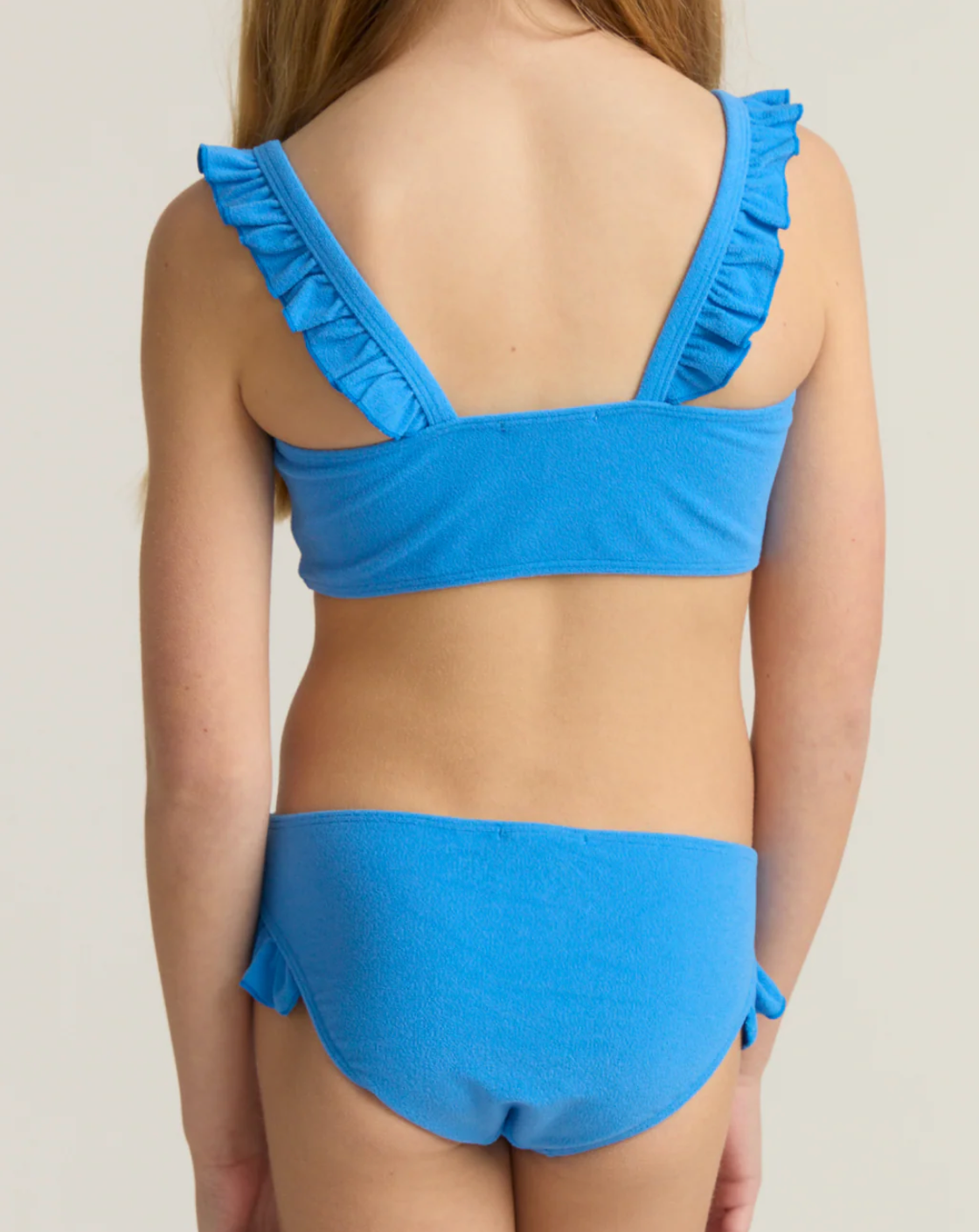 Deep Sea Blue Terry Ruffle Strap Bandeau Bikini
