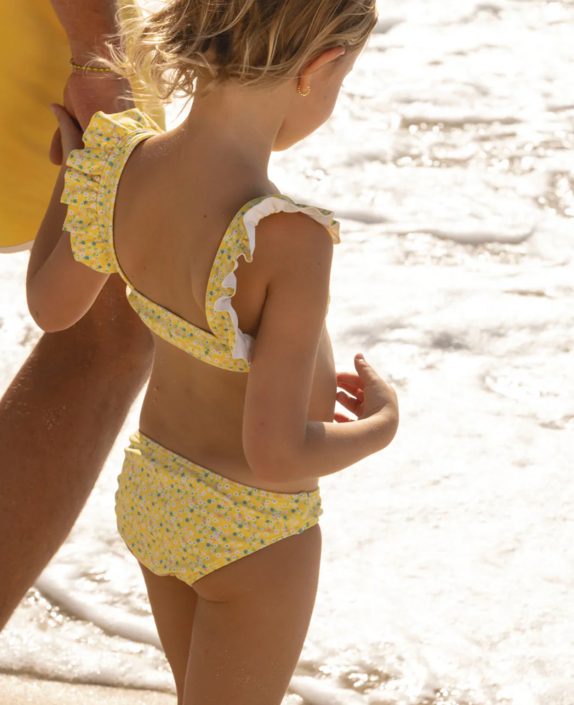Petite Fleur Smocked Ruffle Strap Bikini