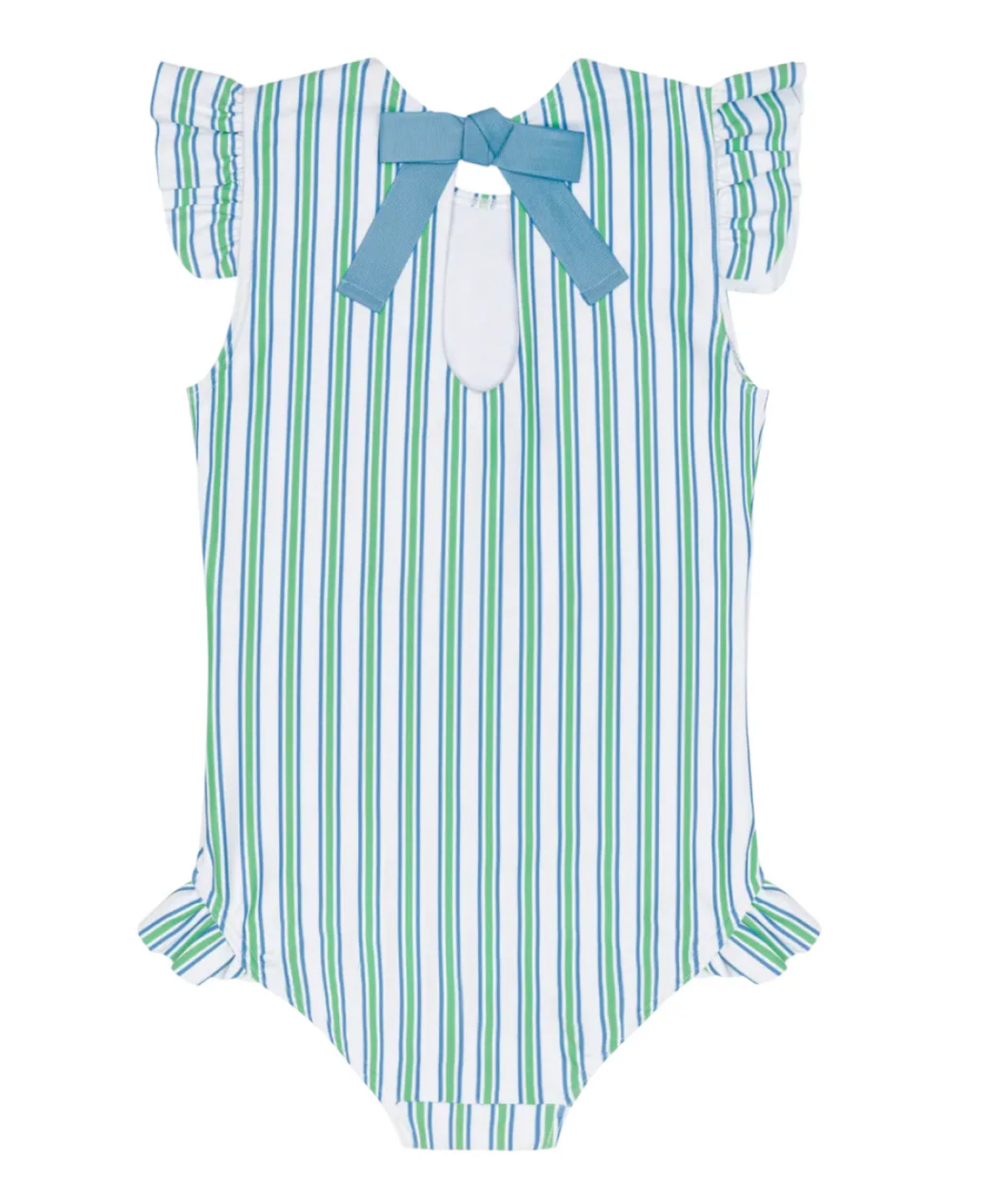 Tamarin Stripe Ruffle Cap Sleeve Rashguard One Piece