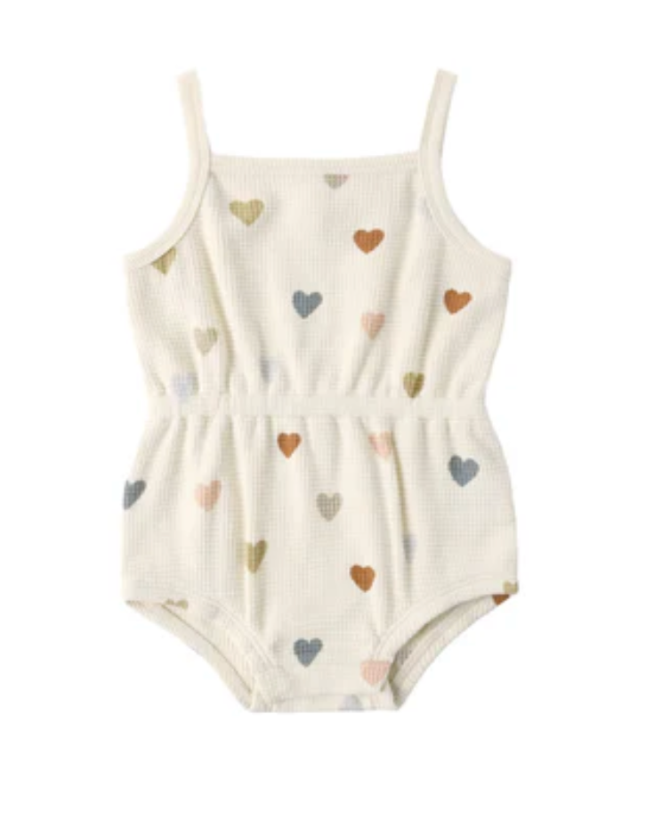 Confetti Hearts Waffle Cinch Romper