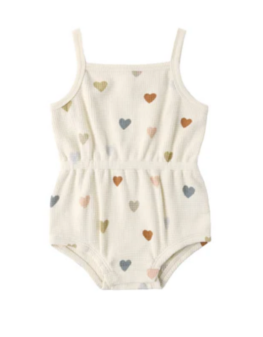 Confetti Hearts Waffle Cinch Romper