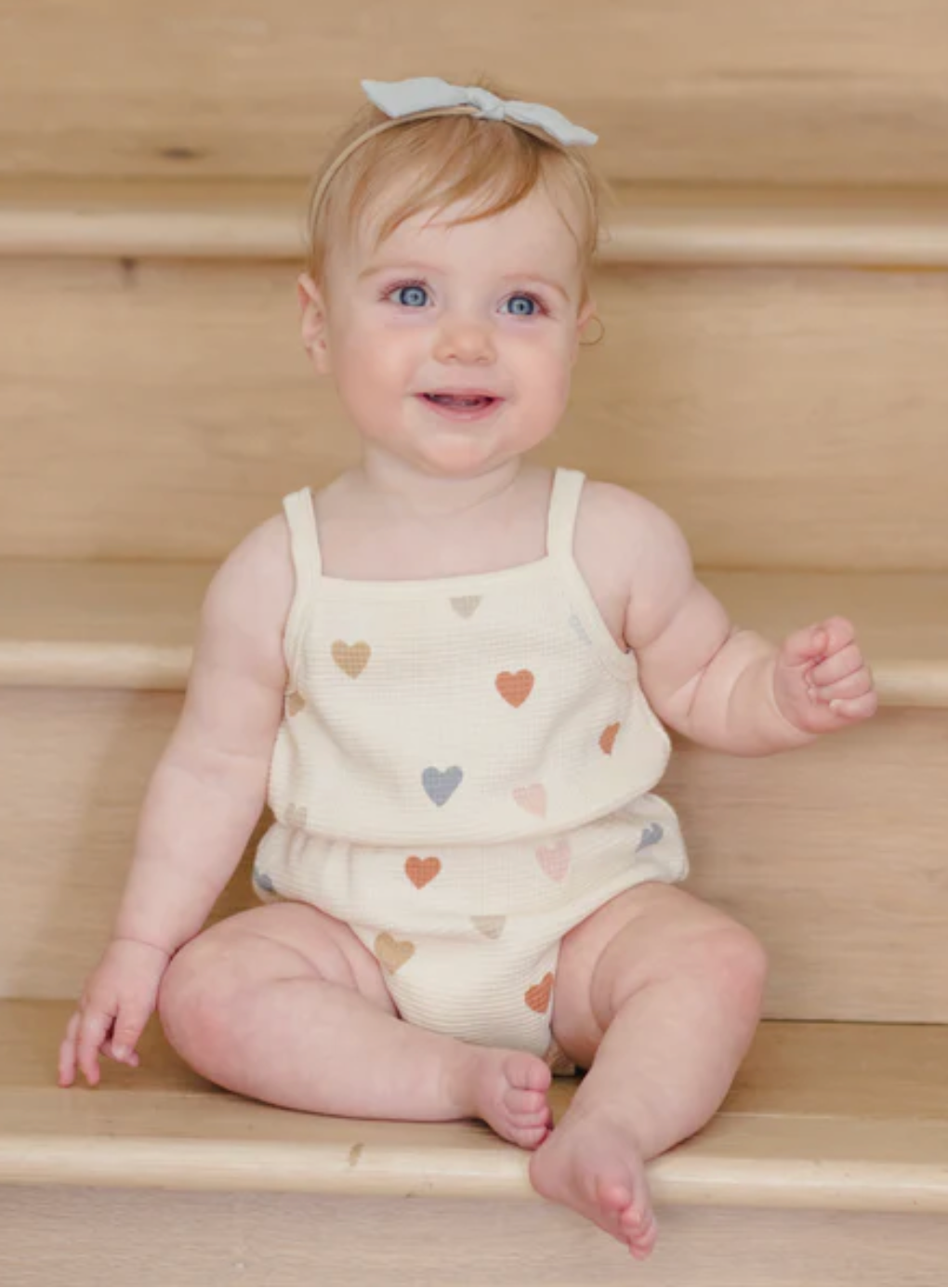 Confetti Hearts Waffle Cinch Romper