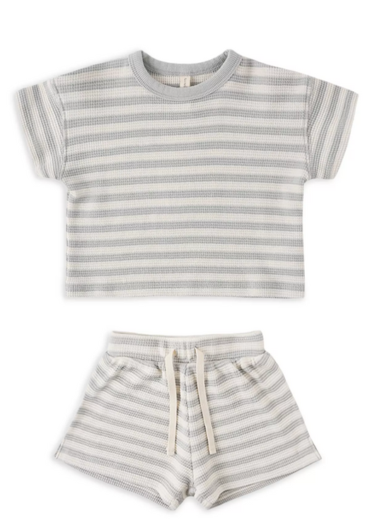 Sky Stripe Waffle Tee & Short Set