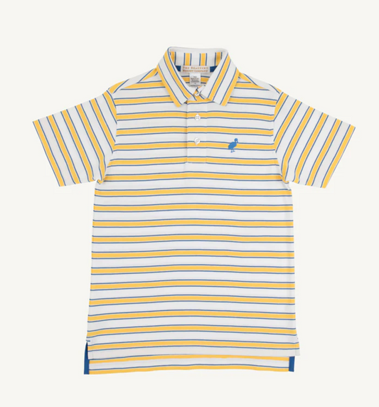 Prim & Proper Polo-Lake Claire Lines with Wood Boat Blue Stork