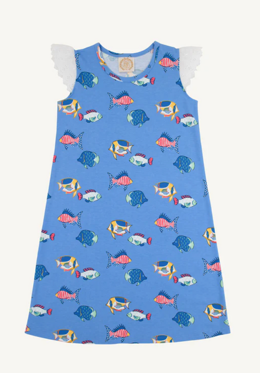 Sleeveless Polly Play Dress- Eyelet Here Fishy Fishy
