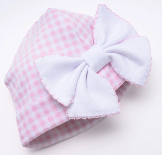 Mini Checks Bow Hat - Pink
