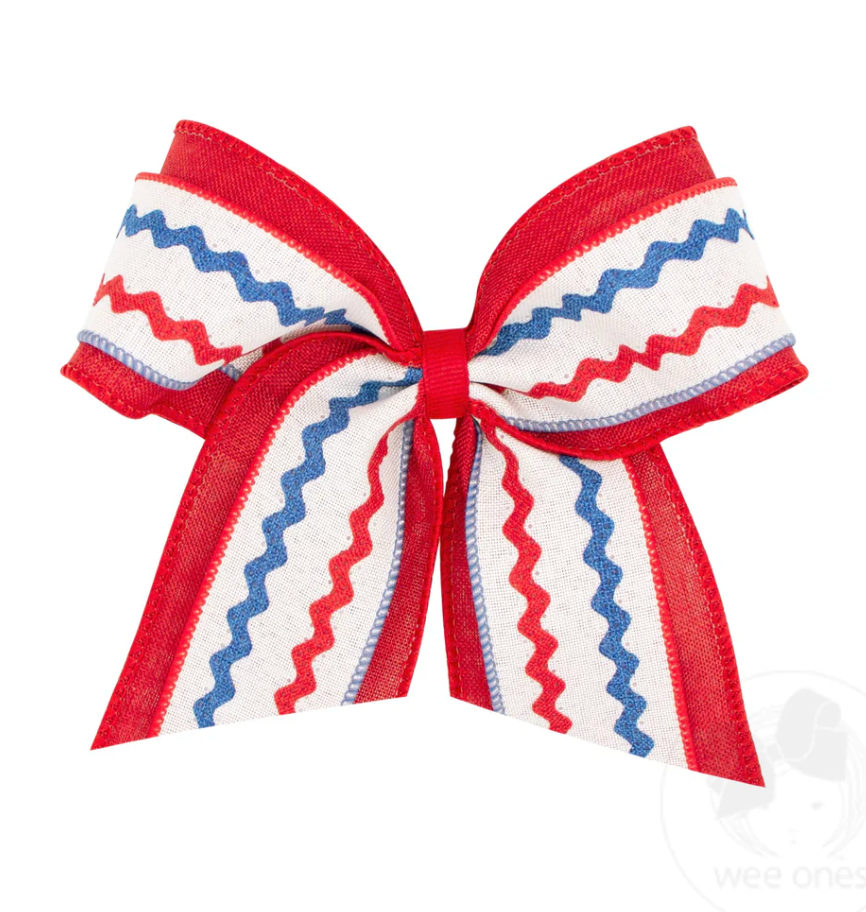 Patriotic Linen Ric-Rac Bow