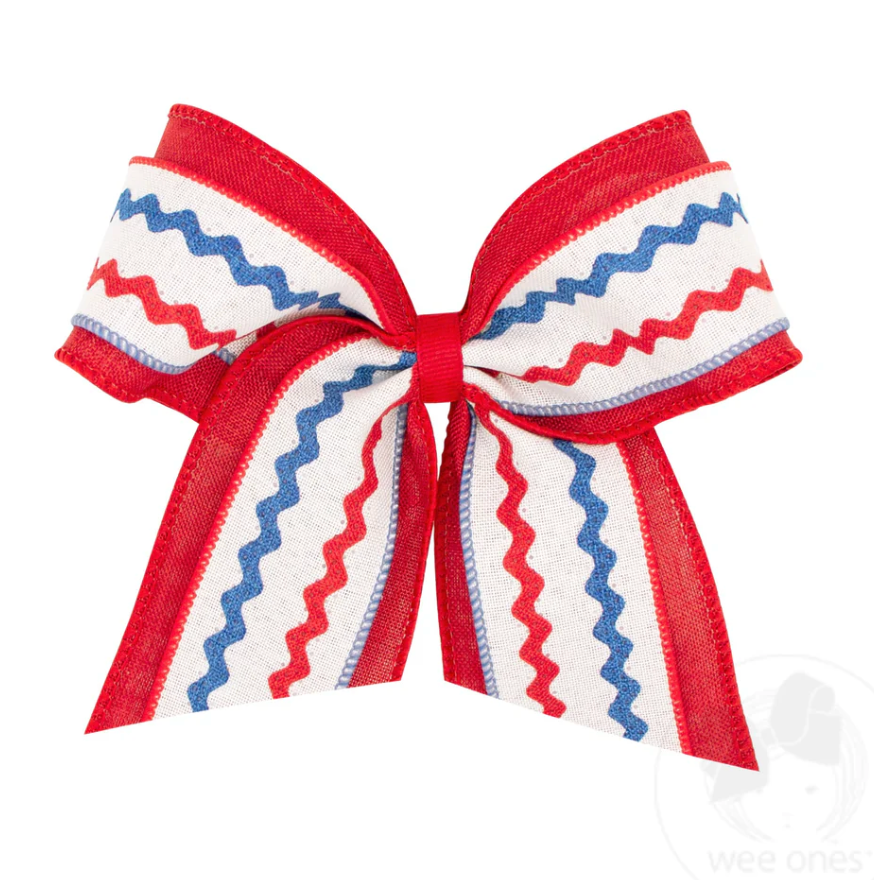 Patriotic Linen Ric-Rac Bow