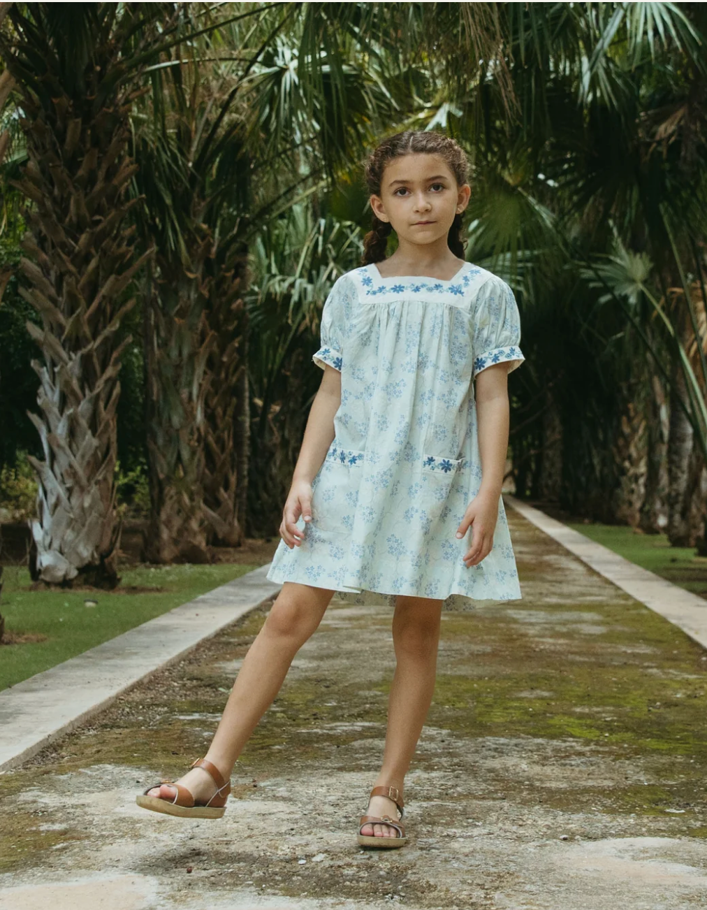 Adelle Minty Flower Print Dress