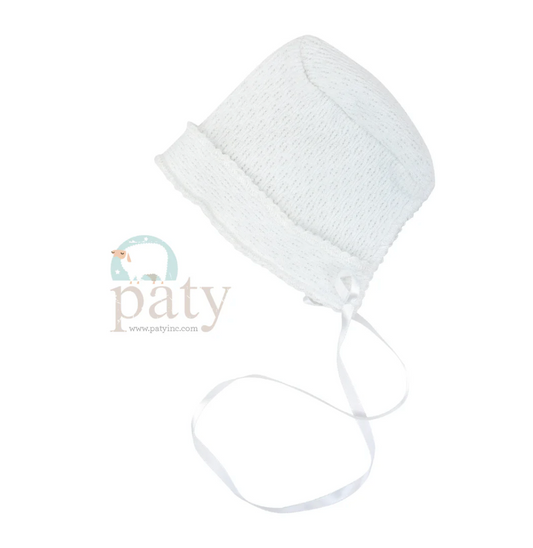 Bonnet w/ Ribbon Tie- White
