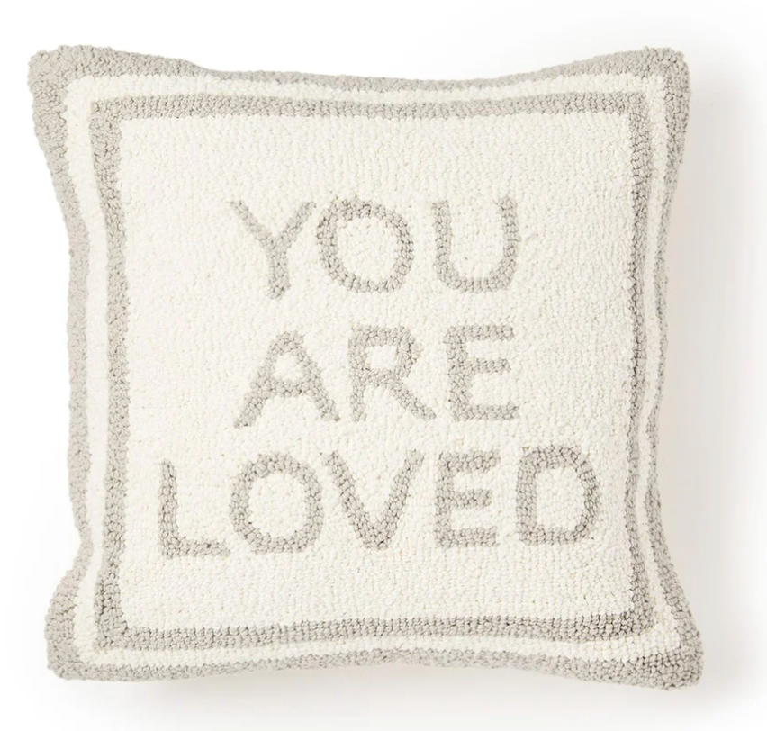 You Are Loved Gray Punch Embroidery Pillow