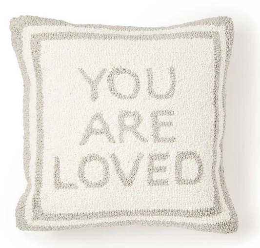 You Are Loved Gray Punch Embroidery Pillow