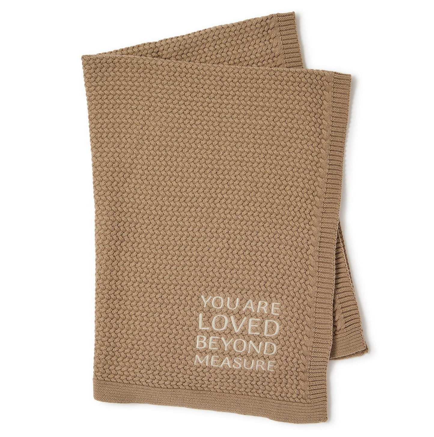 You Are Loved Embroidered Knit Blanket