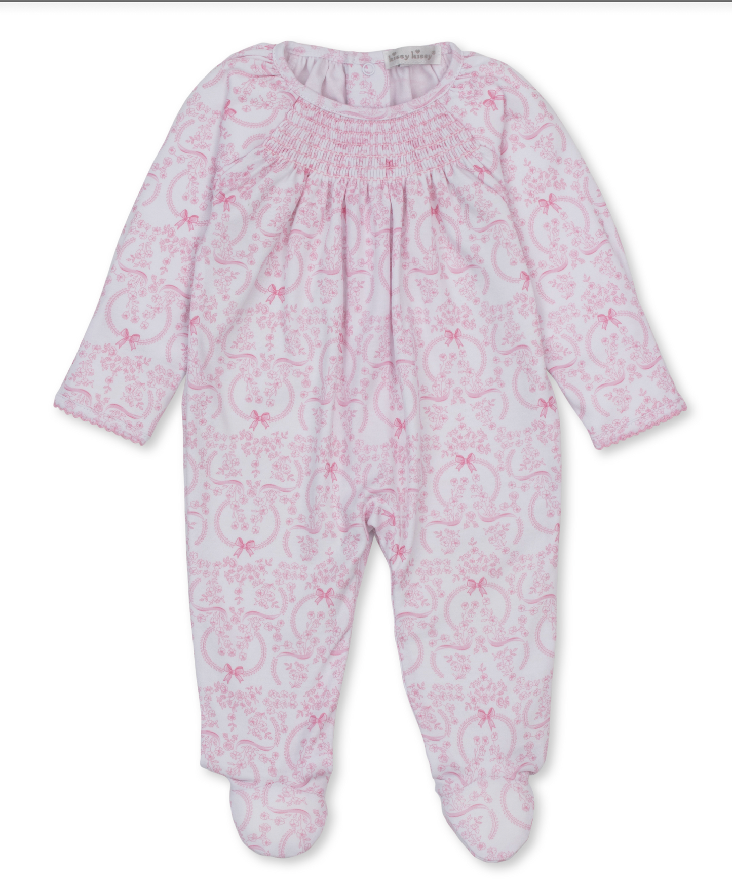 Delicate Blooming Bows Smocked Footie