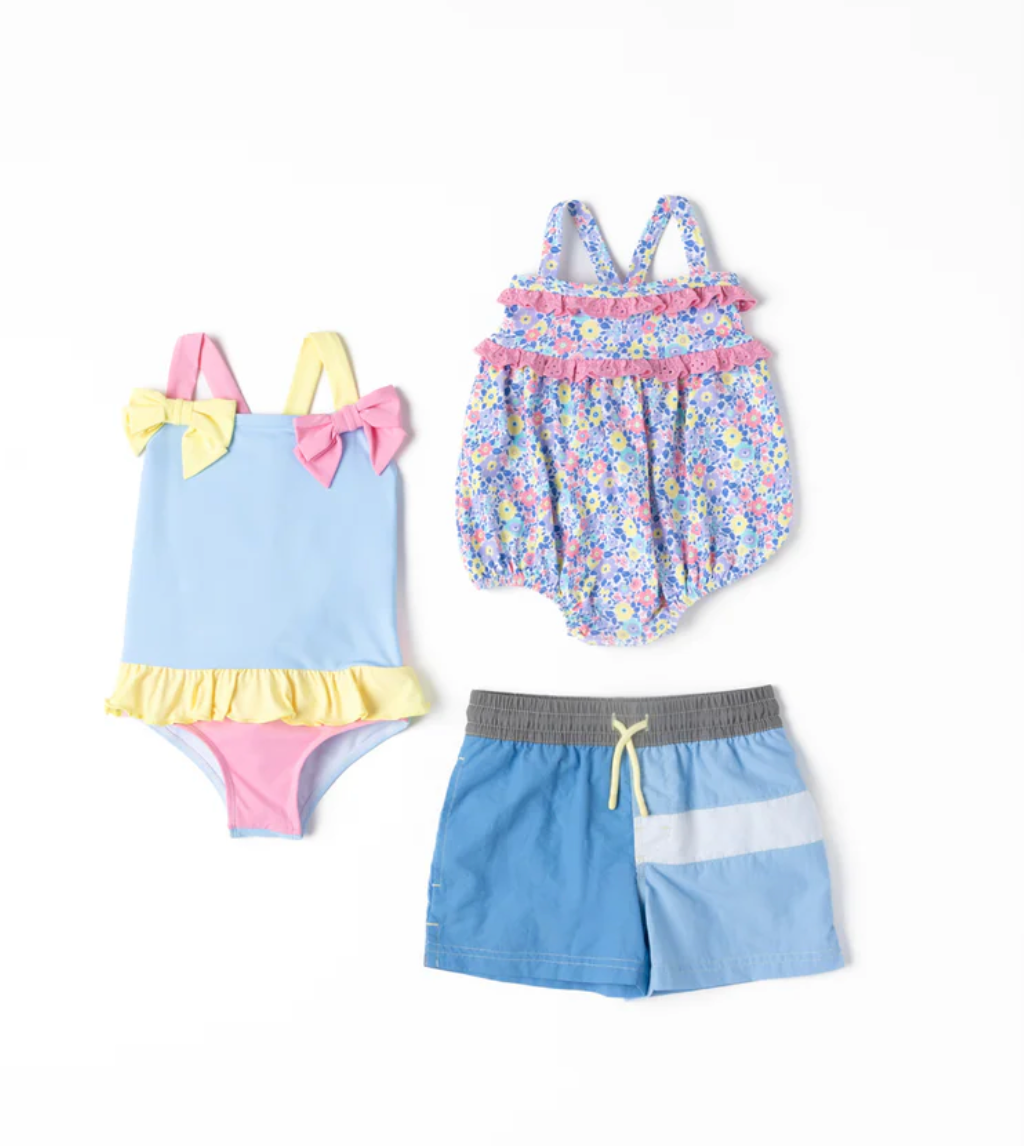 Taylor Bay Bathing Suit- Beale Street Blue, Hamptons Hot Pink, Lake Worth Yellow & Worth Avenue White