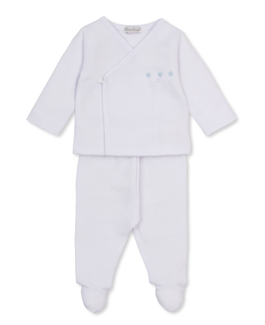 Baby Blessings Jacquard Footed Pant Set Light Blue