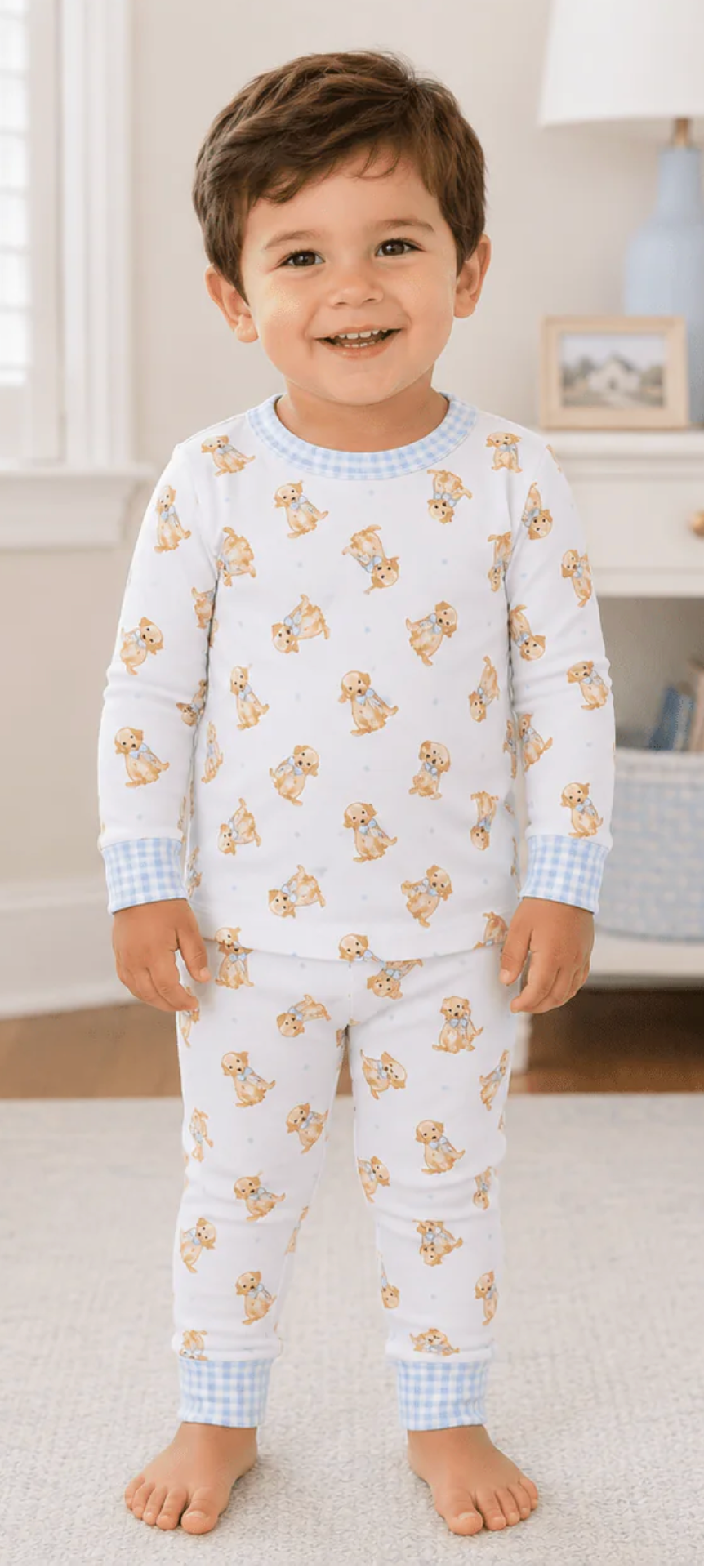 Sweet Golden Blue Long Pajamas