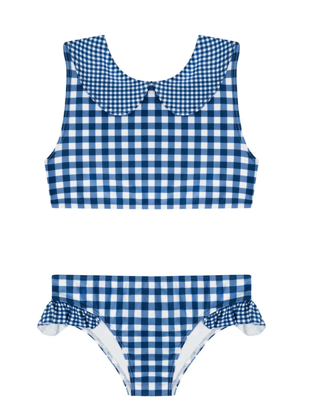 Girls Navy Picnic Gingham Sailor Bikini
