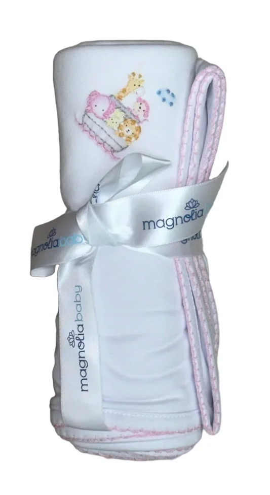 Noahs Ark Receiving Blanket- Pink