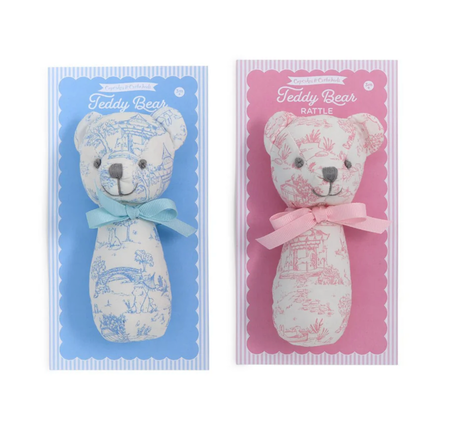 Animal Toile Pattern Teddy Bear Rattle