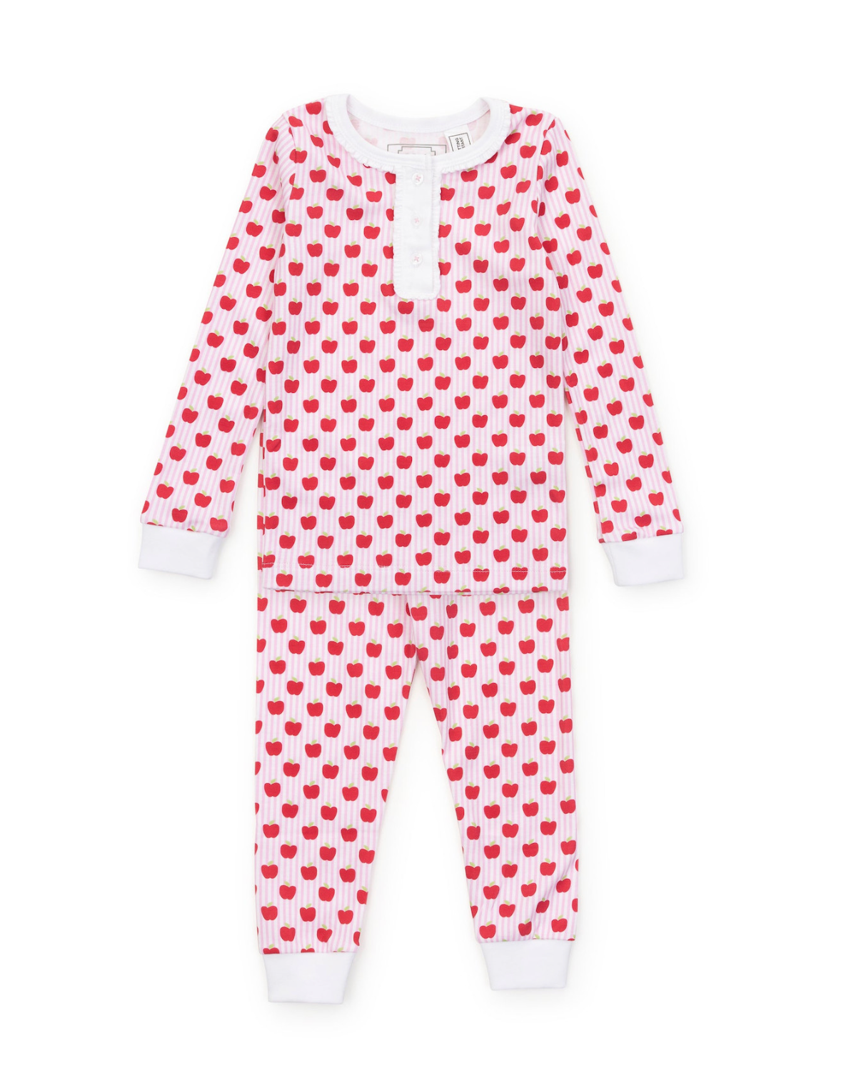 Alden Girls' Pima Cotton Pajama Pant Set - Schoolhouse Apples Pink