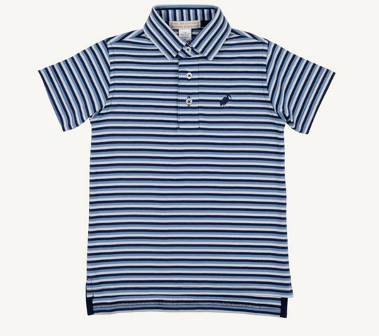 Prim And Proper Polo Beale Street Blue Stripe/Beale Street Blue/Richmond Red