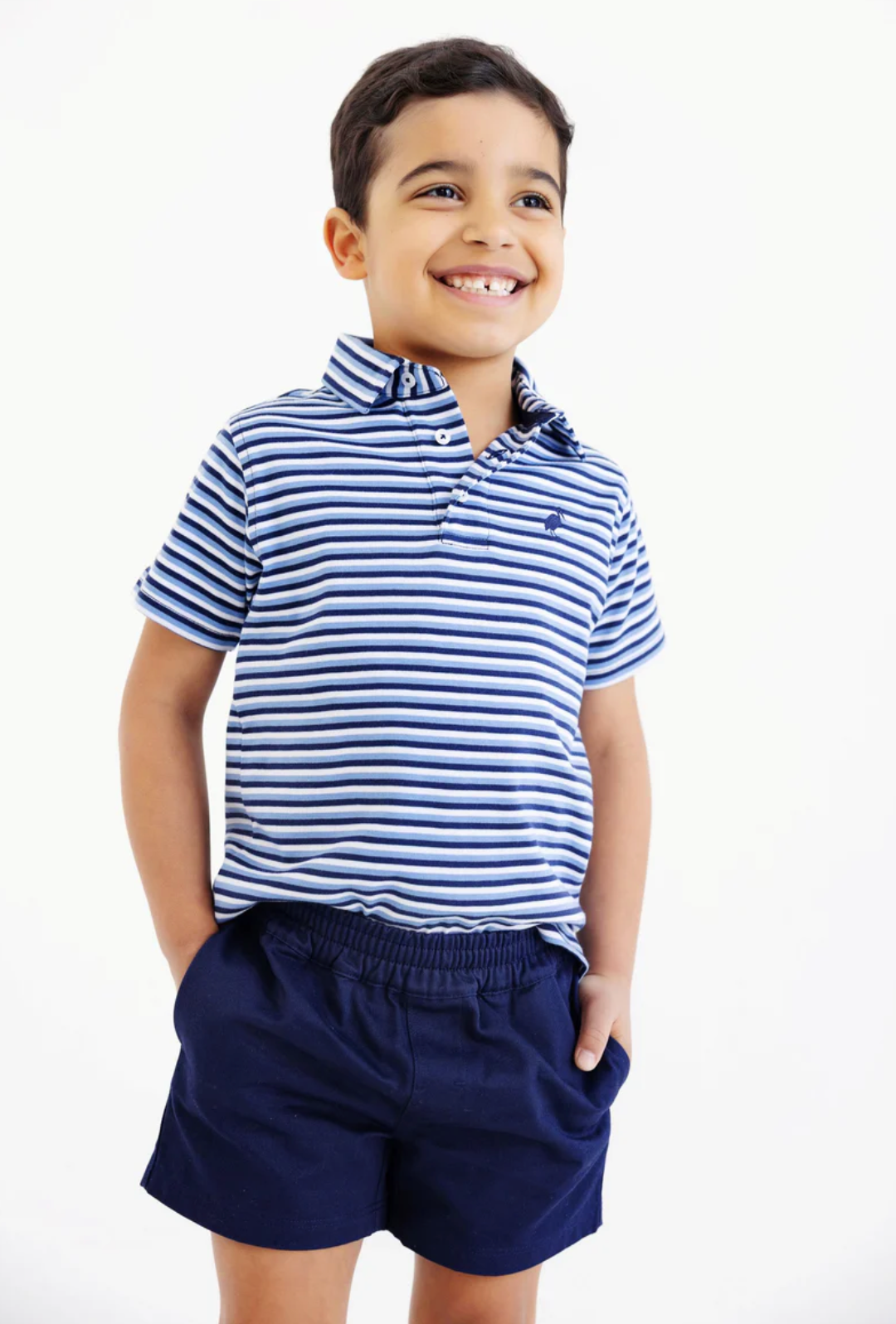 Prim And Proper Polo Beale Street Blue Stripe/Beale Street Blue/Richmond Red
