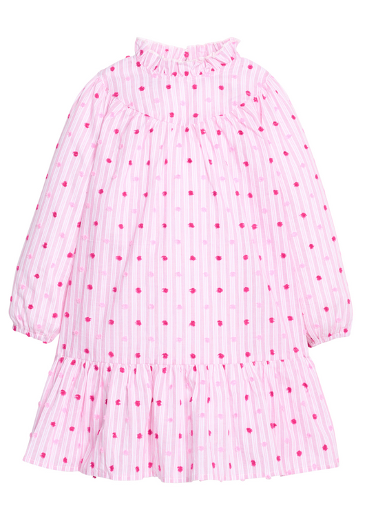 Jody Dress - Magenta Clip Dot Stripe