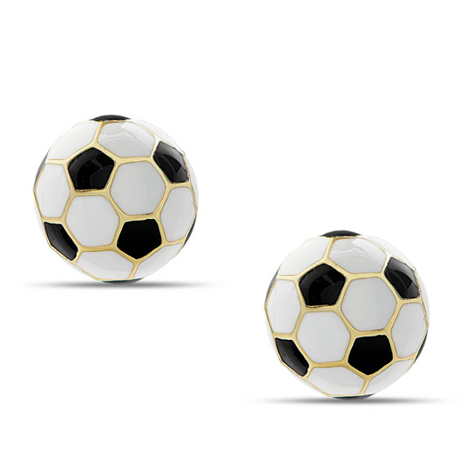 Soccer Ball Stud Earrings - Black