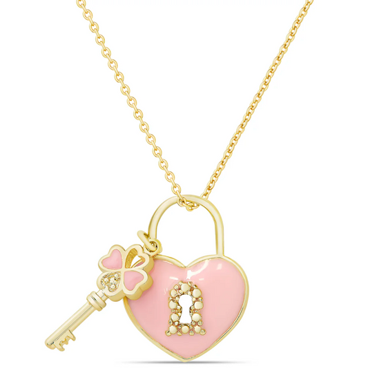 Heart Lock & Key Pendant (Double-Sided)