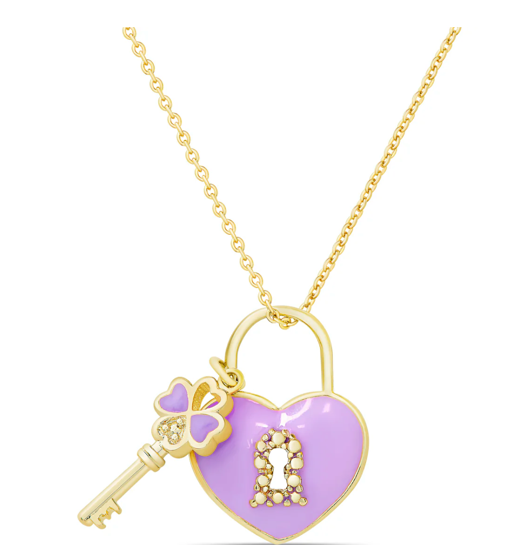 Heart Lock & Key Pendant (Double-Sided)