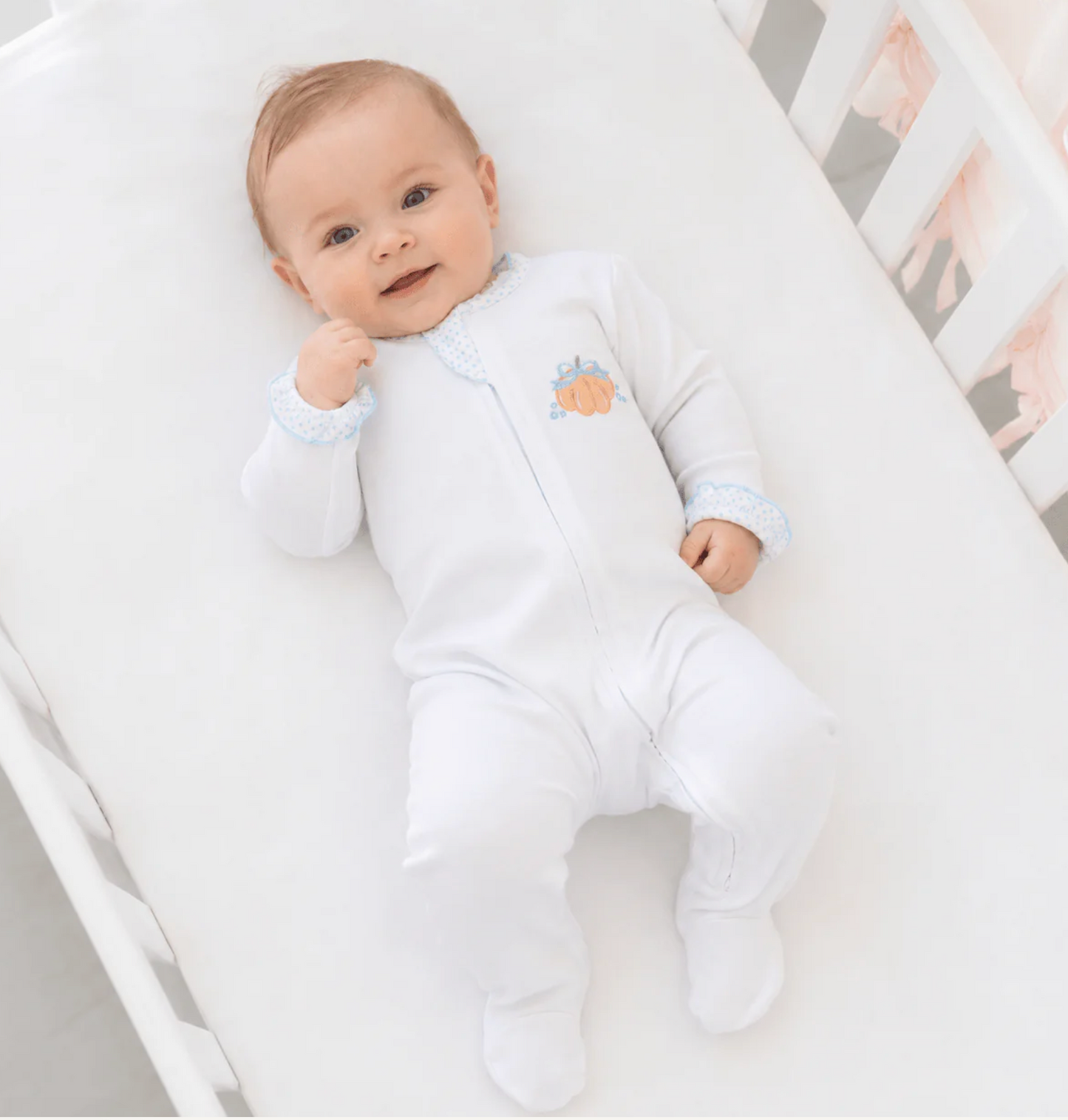 Prettiest In The Patch Ruffle Zip Footie