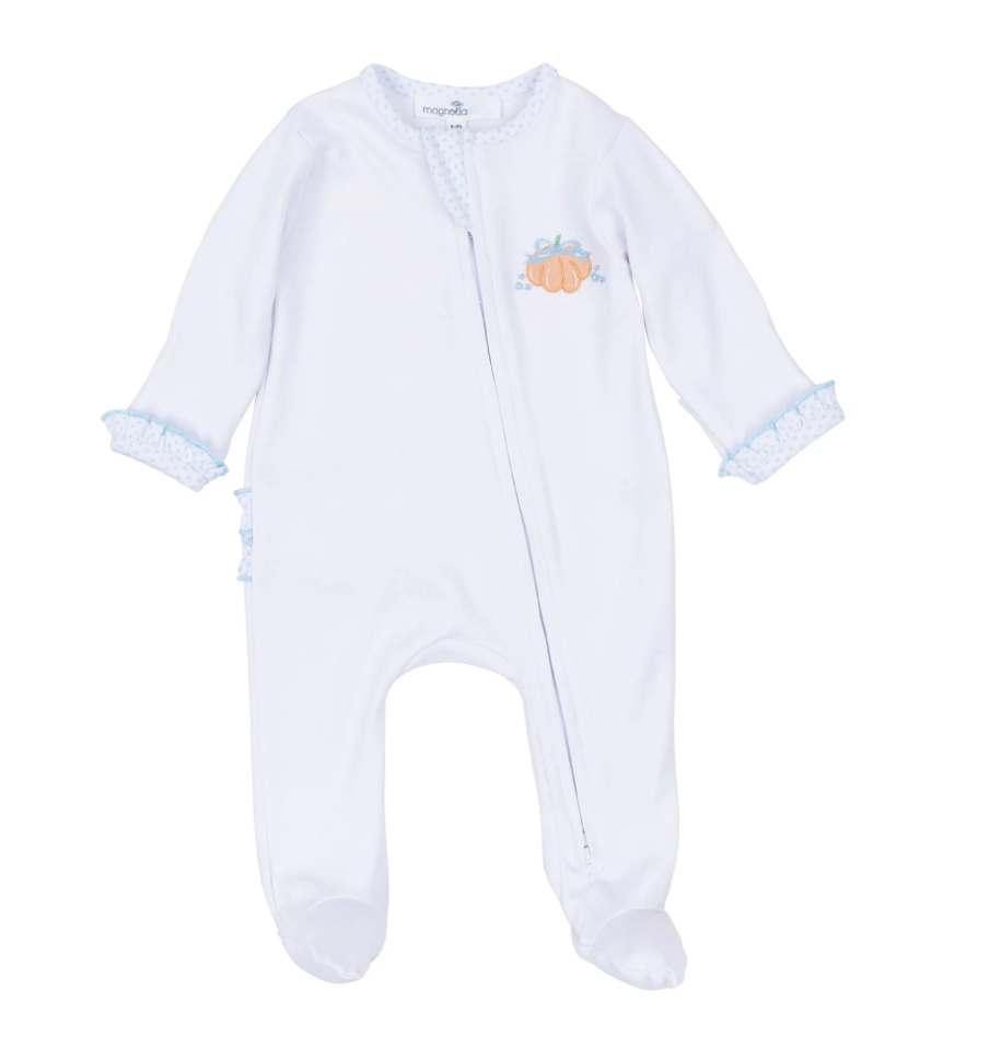 Prettiest In The Patch Ruffle Zip Footie