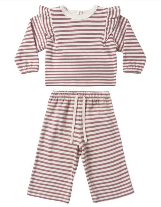 Ruffle Cozy Set Mulberry Stripe