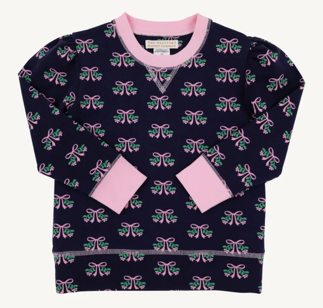 Cassidy Comfy Crewneck Puff Sleeve Beloved Bows/Pier Party Pink