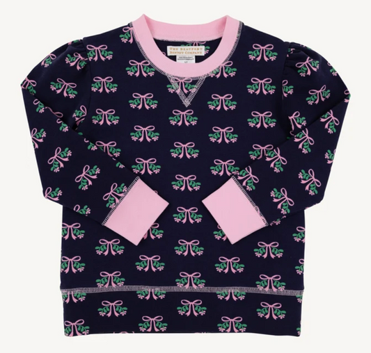 Cassidy Comfy Crewneck Puff Sleeve Beloved Bows/Pier Party Pink