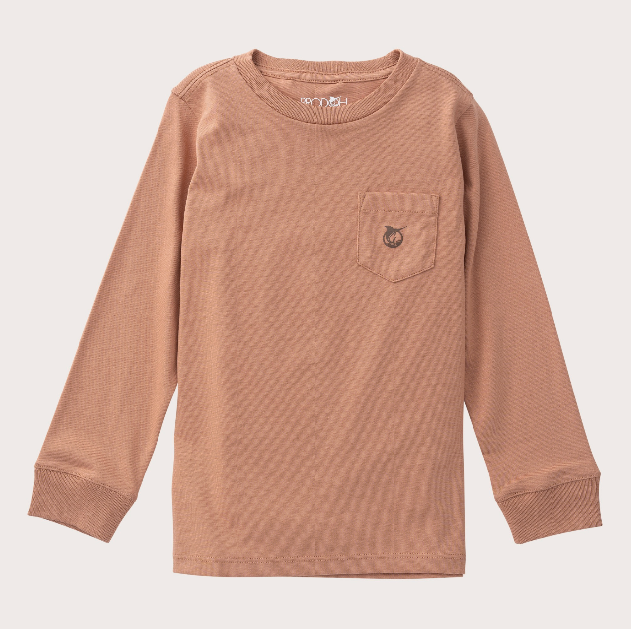 Kid's Long Sleeve Cotton Pocket T-shirt Mocha Mousse