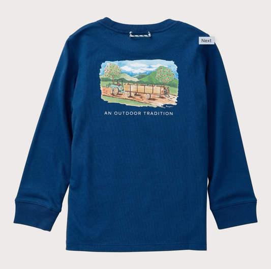 Long Sleeve Cotton T-Shirt Navy Peony