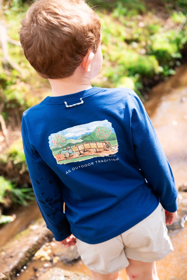 Long Sleeve Cotton T-Shirt Navy Peony