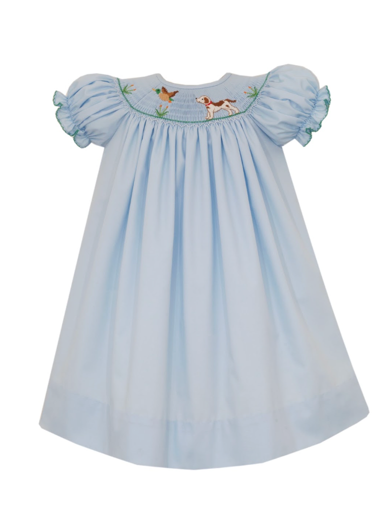 Hunting Dogs Girl Smocked Dress