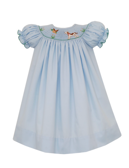 Hunting Dogs Girl Smocked Dress