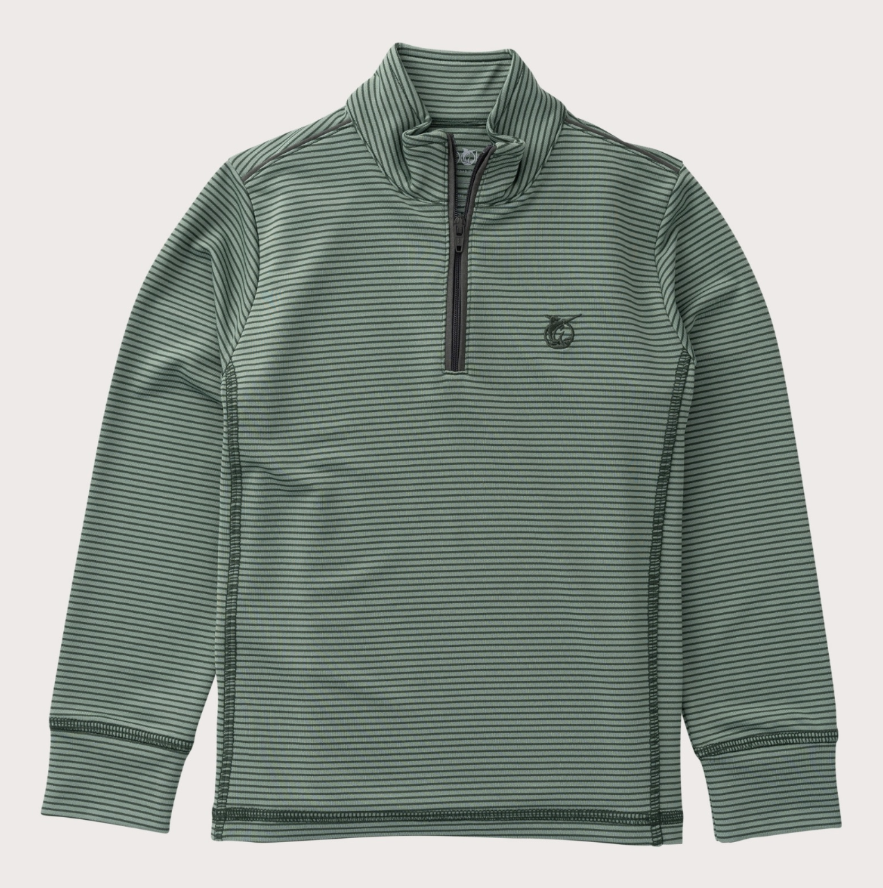 Pro Performance 1/4 Zip Pullover Camping Hedge Green Stripe