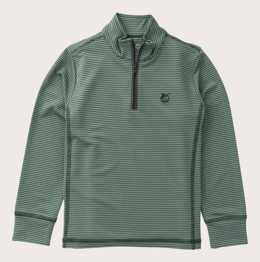 Pro Performance 1/4 Zip Pullover Camping Hedge Green Stripe