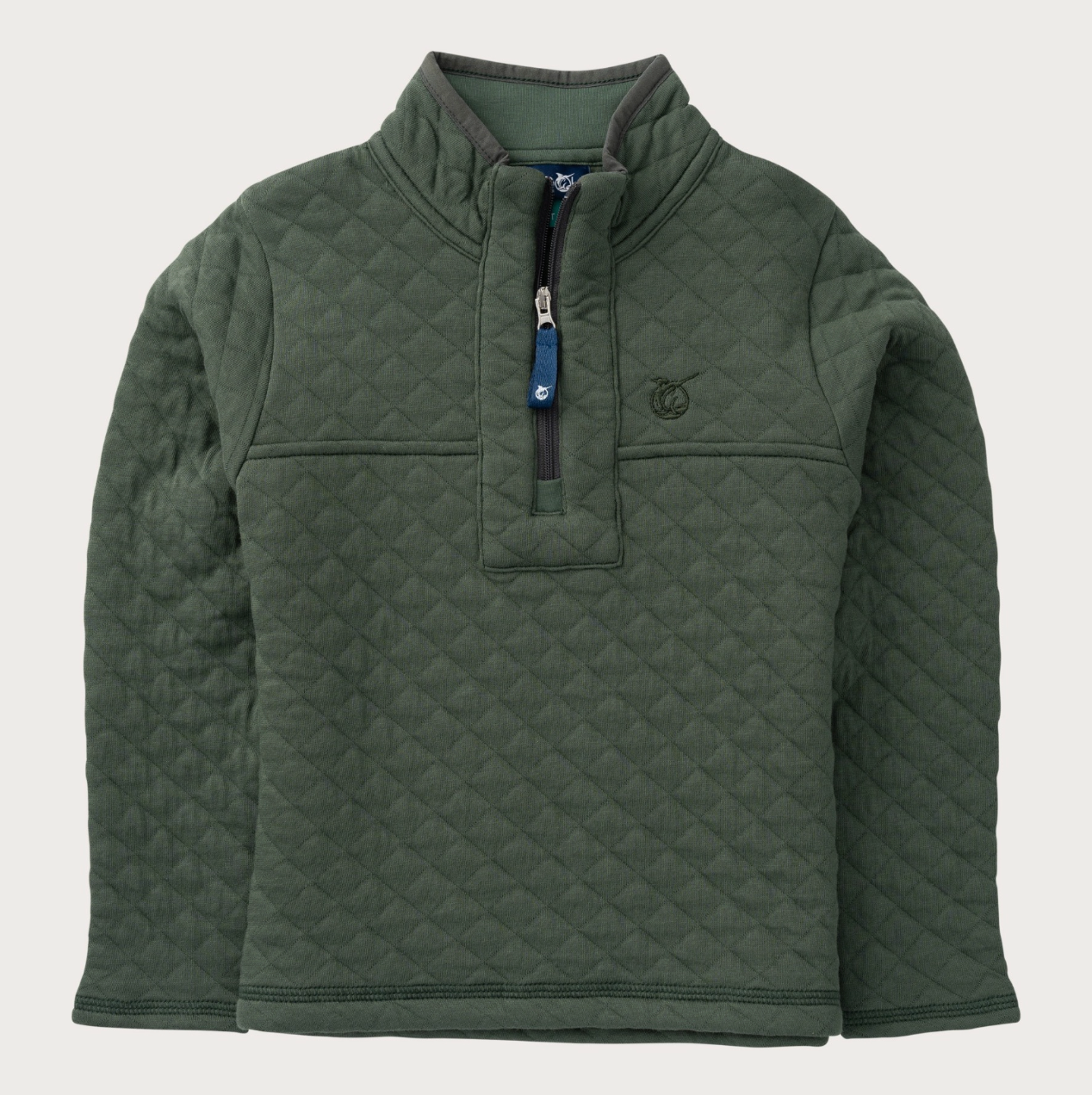 Quilted Zip Pullover Camping Green