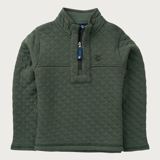 Quilted Zip Pullover Camping Green